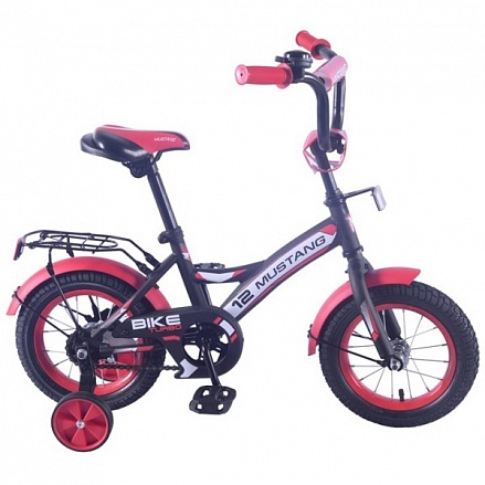 Велосипед детский 12' gw-тип, багажник, страховочные колеса, звонок, черно-красный 