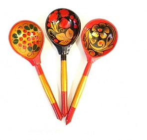 Ложка деревянная столовая – Хохлома, 19 см (6401) (ассортимент)