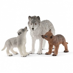 Самка волка со щенками (Schleich, 42472) - миниатюра