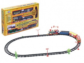 Железная дорога на батарейках с дымом, свет и звук, с аксессуарами (Joy Toy / Play Smart, A147-H06314sim)