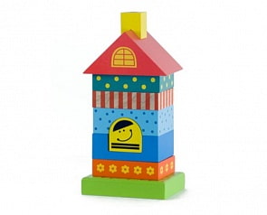 Пирамидка деревянная - Домик, 9 деталей (Alatoys, ПДМ01)
