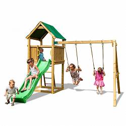 Набор для игровой площадки: детский домик с песочницей, горкой и 2-мя качелями (Paremo, PS217-01) - миниатюра