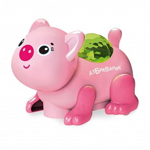 Музыкальная игрушка из серии Диско-зверята – Свинка, светло-розовая, свет и звук (Азбукварик, 28460-6)