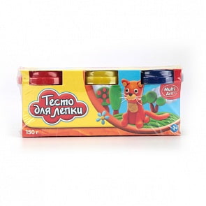 Тесто для лепки Котик 3 цветов, в стакане (Multiart, 350PD-PDsim)