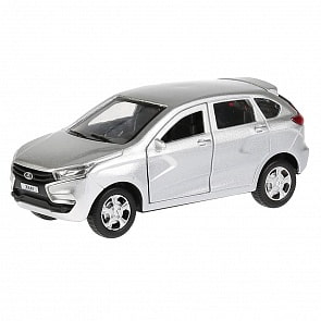 Модель Lada XRAY, серебристая, 12 см, открываются двери, инерционная (Технопарк, XRAY-SL)