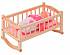 Деревянная кроватка-люлька для кукол, розовый текстиль  - миниатюра №1