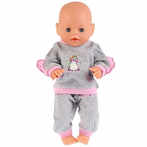 Серый костюм для кукол ТМ Карапуз 40-42 см - Единорог в пакете (Карапуз, OTF-1911S-RU)