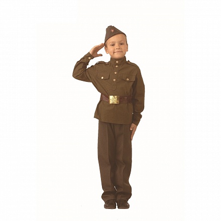 Карнавальный костюм Солдат зелёный, текстиль, размер 110-56 