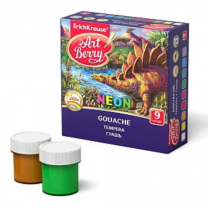 Гуашь ArtBerry Neon с УФ защитой яркости, 9 цветов по 20 мл (Erich Krause, 41747EK-no)