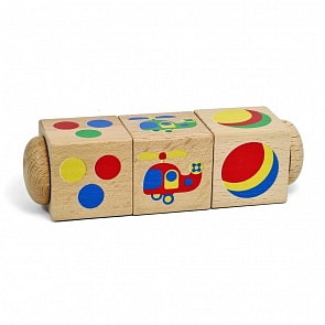 Кубики деревянные на оси – Цвет, 3 кубика (Десятое королевство, 02961ДК)