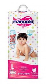 Трусики-подгузники Manuoki, размер L, 9-14 кг, 44 штуки (Manuoki, JPM002)