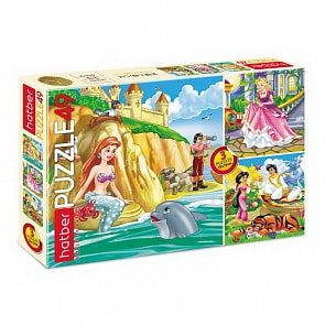 Пазлы 49 элементов – 3 картинки, Сказки для девочек (Hatber, 49ПЗ5-10669)
