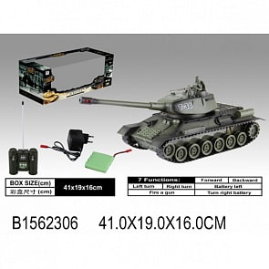 Танк на радиоуправлении с аккумулятором, светом и звуком, usb зарядным устройством и аксессуарами (B1562306sim)