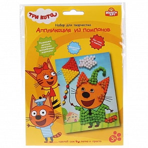 Набор для творчества из серии Аппликация из помпонов Три кота. Компот, 17 х 23 см (MultiArt, 201-TC3)