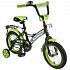 Велосипед детский двухколесный - Mustang, черно-зеленый матовый, колеса 12 дюйм, рама GW-тип, багажник, страховочные колеса, звонок  - миниатюра №1