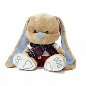 Мягкая игрушка - Зайчик Жак в красных штанишках с шарфом, 25 см. (Maxitoys, JL-011-25-КСО)