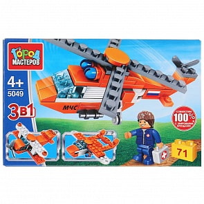 Конструктор Спасательный вертолет 3 в 1 71 деталь (Город мастеров, 5049-KK)