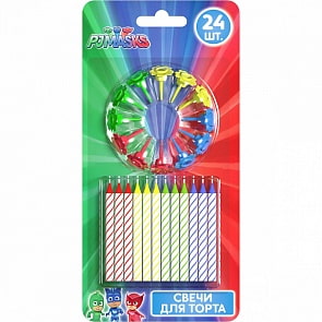 Набор свечей с держателями - Герои в масках, 24 штуки, 6 см (Росмэн, 33034)