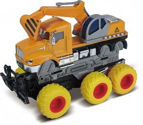 Экскаватор с краш-эффектом, кабина die-cast, фрикционный, 6х6, 1:43 (Funky Toys, FT61092)