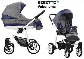Детская коляска Bebetto Vulcano New 2 в 1, шасси белая/bia V06 (Bebetto, WB159_V06)