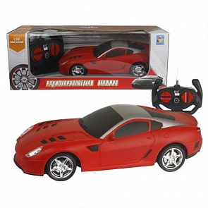 Машина Спортавто на радиоуправлении, масштаб 1:24, 27 МГц, матовый красный (1Тoy, Т13849)