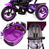 Велосипед 3-колесный цвет – фиолетовый, с резиновыми надувными колесами 12 и 10 дюймов, складной руль, светомузыкальная панель  - миниатюра №1