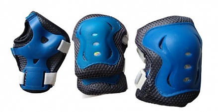 Комплект защиты для коленей, локтей, запястий, синий, размер S, в сетке -S-33)