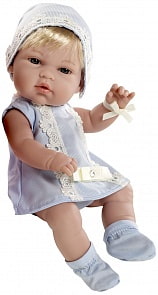 Виниловый пупс Elegance - Блондинка в голубом платьице со стразами Swarowski, 33 см (Arias, Т59286)