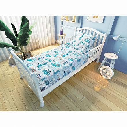 Комплект постельного белья для подростковой кровати – Кораблики, голубой 