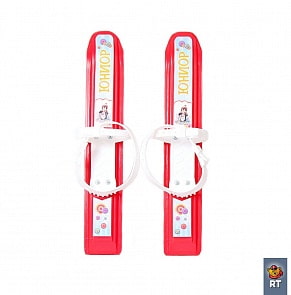 Мини-лыжи «Пингвин-юниор» с пластиковым креплением красные (RT,  5017RT)