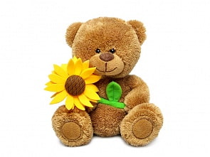 Мягкая игрушка - Медвежонок Сэмми с подсолнухом, музыкальный, 18 см. (Lava, Л8733P)