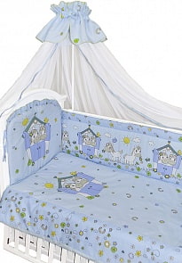 Комплект в кроватку – Лошадки, 7 предметов, голубой (Золотой Гусь, 1202-z)