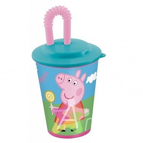 Бокал с крышкой и трубочкой «Свинка Пеппа», 450 мл. (Peppa Pig, 48623)
