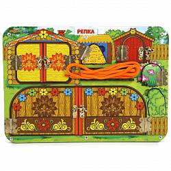 Бизиборд – Репка, с замочками и шнурочком (Woodland, 112106sim) - миниатюра