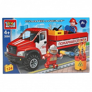 Конструктор ГАЗ Садко Некст с пожарными 124 детали (Город мастеров, 3594-KK)