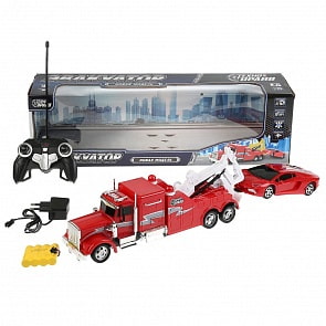 Радиоуправляемый эвакуатор на аккумуляторе с машинкой, свет (Технодрайв, B1569446-R)