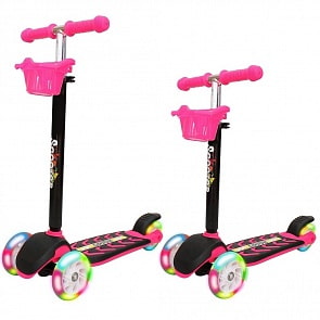 Самокат Midi Orion со светящимися колесами, розовый  (RT, 6633RT)