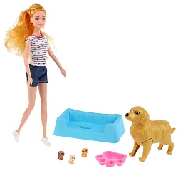 Кукла с собакой YT033, 29 см (B1709203) - миниатюра