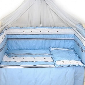 Комплект в кроватку - Любавушка, 7 предметов, голубой  (Bombus, BOM_1292)