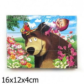 Набор из 12 кубиков «Маша и медведь» (Играем вместе, 01321sim)