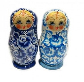 Матрешка 5 в 1, большая, 17 см - Гжель, Эскиз 01 (Техпроект, М05160401)