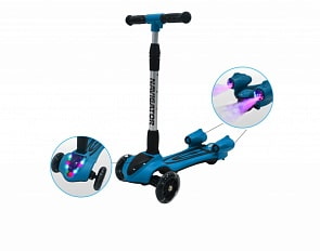 Самокат трехколесный, PU колеса со светом, парогенератор, регулируемый складной руль, звук (Navigator, Т11439)