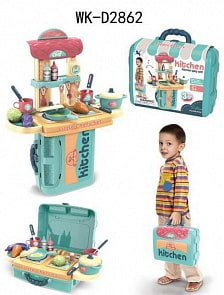 Чемоданчик-трансформер Кухня маленького шеф-повара, зеленая (Junfa Toys, 008-976A)