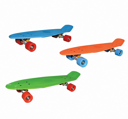 Скейт пластиковый, размер 68 х 20 х 9,5 см., цвет- оранжевый/зеленый/голубой 