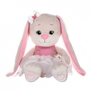 Зайка Jack&Lin в бело-розовом платьице со звездочками, 20 см (MaxiToys, JL-250-20)