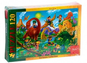 Пазл 120 элементов 16,5 х 23 см Пикник с Дино (Hatber, 120ПЗ5_11329)