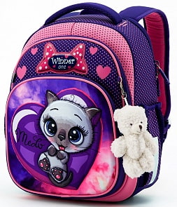 Ранец Winner One 7003 с брелоком плюшевым мишкой (Winner, 7003)