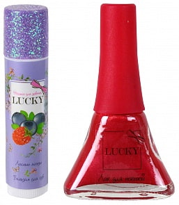 Lucky Набор ягодный бальзам для губ + красный лак № 022 (1toy, Т11193)