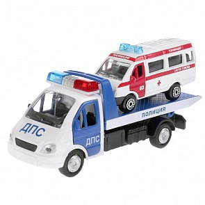 Набор металлических моделей - Эвакуатор газель и Газель (Технопарк, SB-16-42-T8-WB)