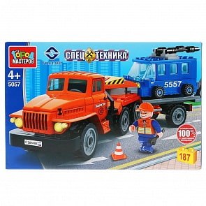 Конструктор Урал перевозчик с троллейбусом, 187 деталей (Город мастеров, 5057-KK)